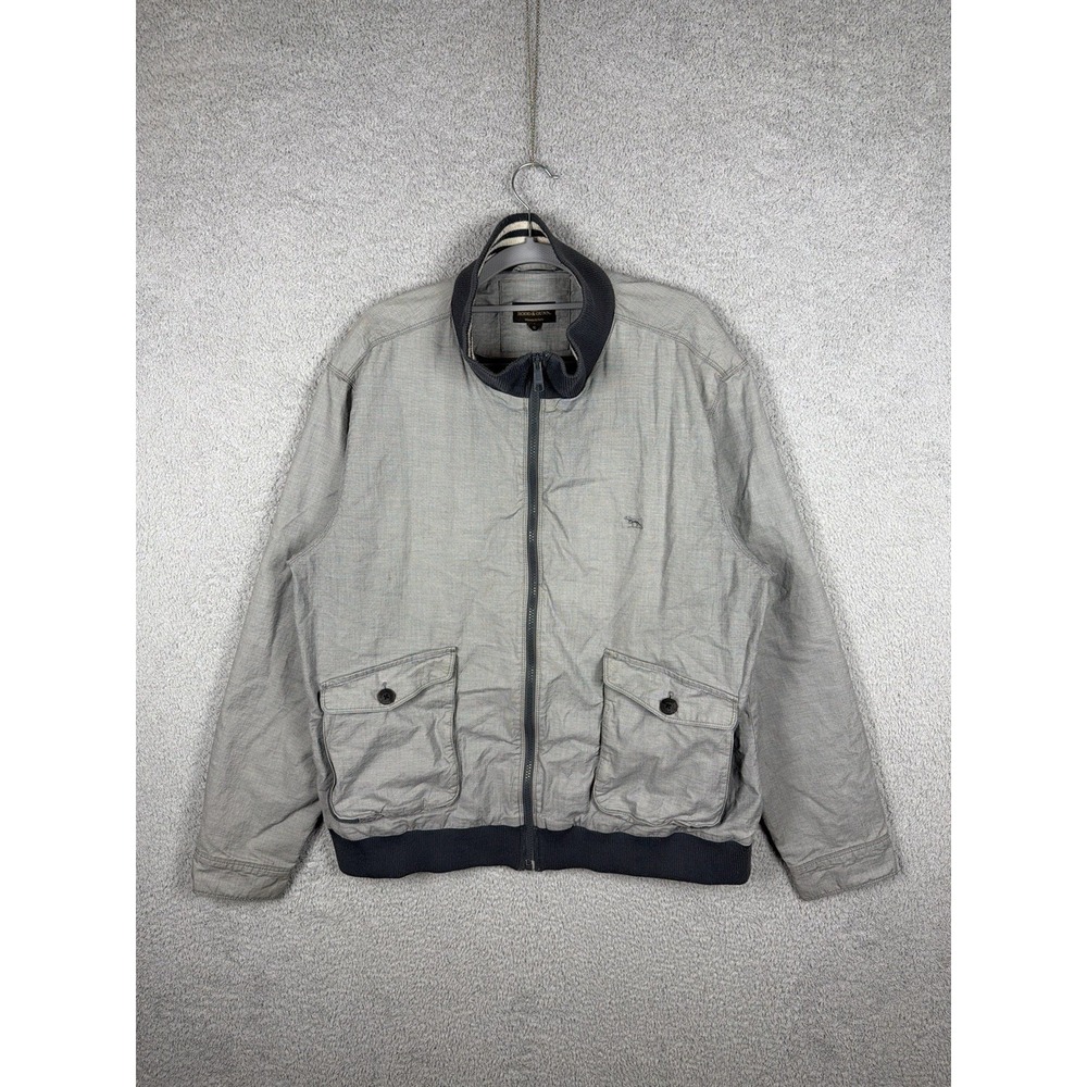 Rodd & Gunn Mens XL Gray Cotton Blend Bomber Jacket Woven in Italy Full Zip